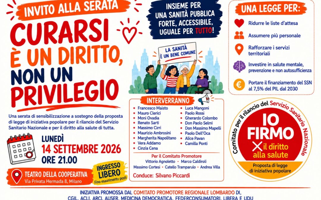 IL 14 SETTEMBRE A MILANO IN DIFESA DELLA SANITA’ PUBBLICA